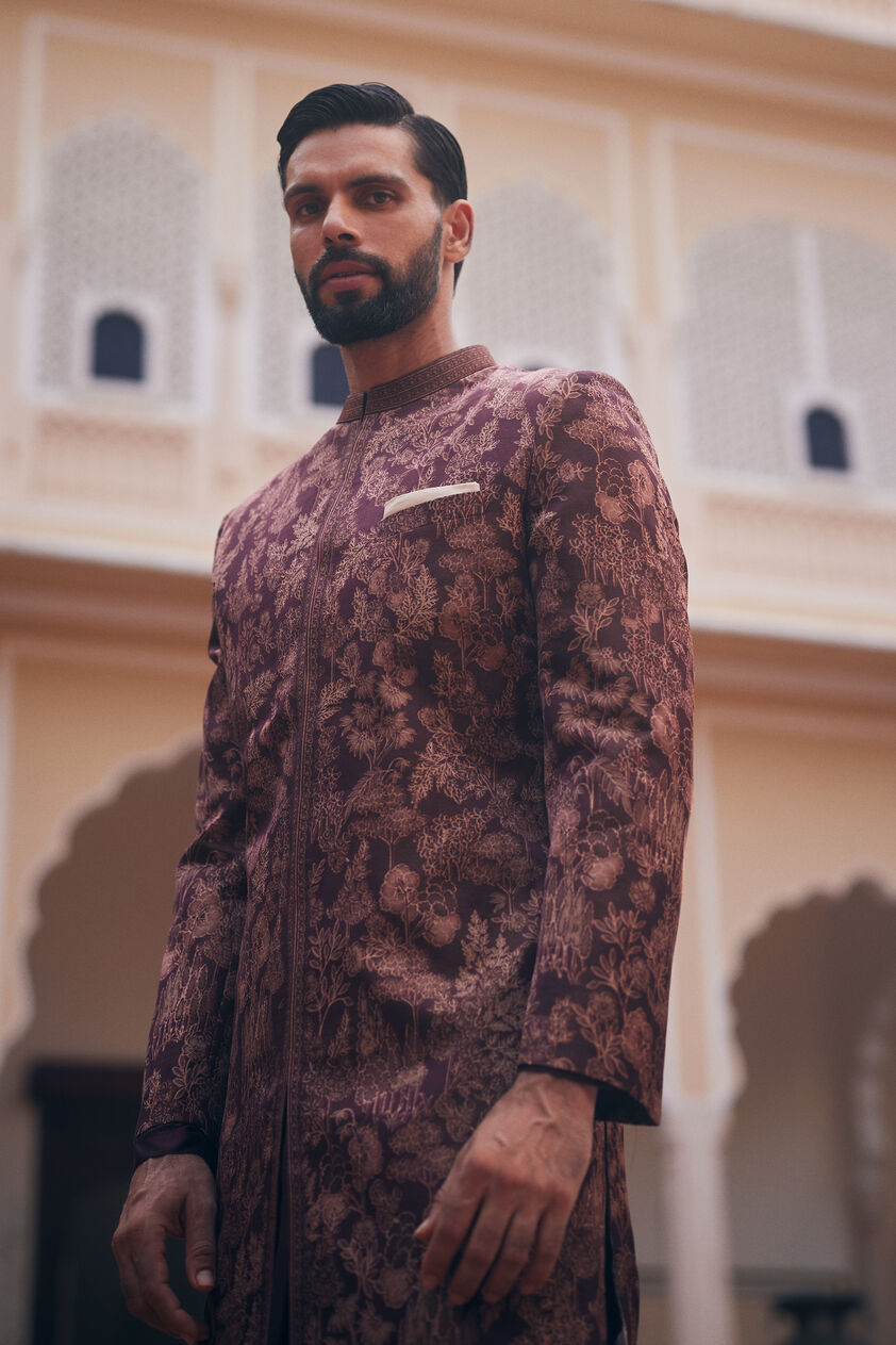 Anshul Sherwani - Maroon, Maroon, image 3